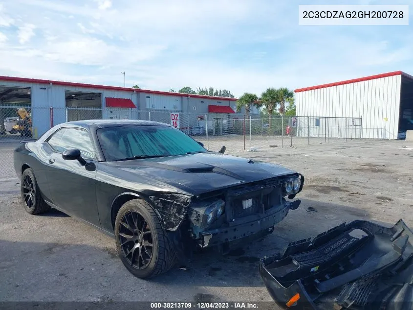 2016 Dodge Challenger Sxt VIN: 2C3CDZAG2GH200728 Lot: 38213709