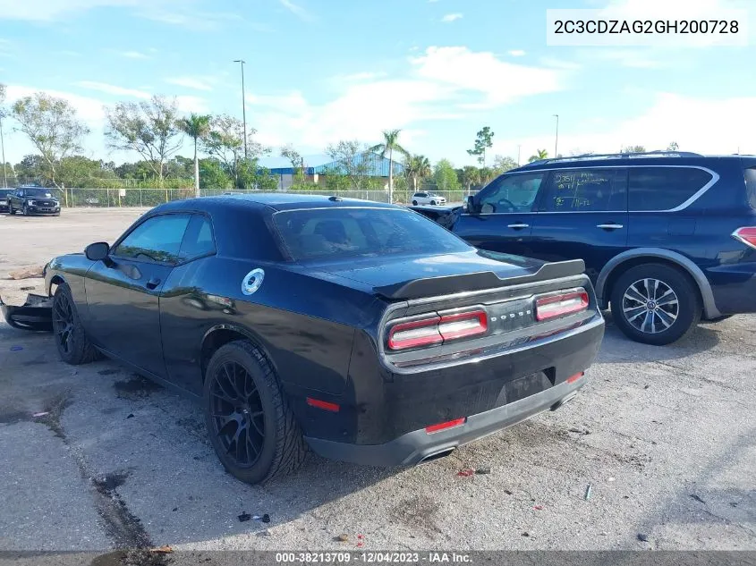 2C3CDZAG2GH200728 2016 Dodge Challenger Sxt