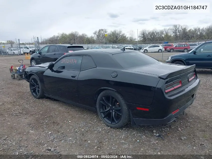 2C3CDZAG1GH184747 2016 Dodge Challenger Sxt