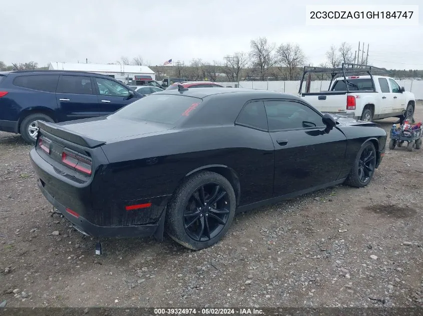 2C3CDZAG1GH184747 2016 Dodge Challenger Sxt