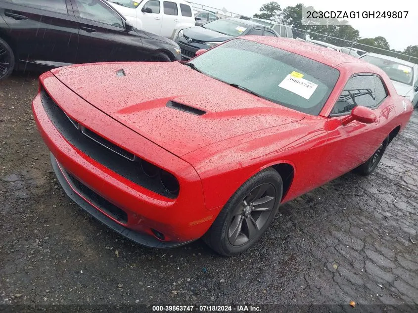 2016 Dodge Challenger Sxt VIN: 2C3CDZAG1GH249807 Lot: 39863747