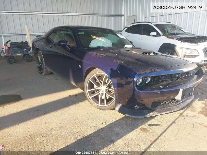 2016 Dodge Challenger 392 Hemi Scat Pack Shaker VIN: 2C3CDZFJ7GH192419 Lot: 39987551