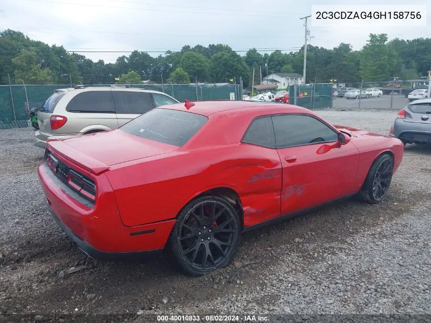 2C3CDZAG4GH158756 2016 Dodge Challenger Sxt