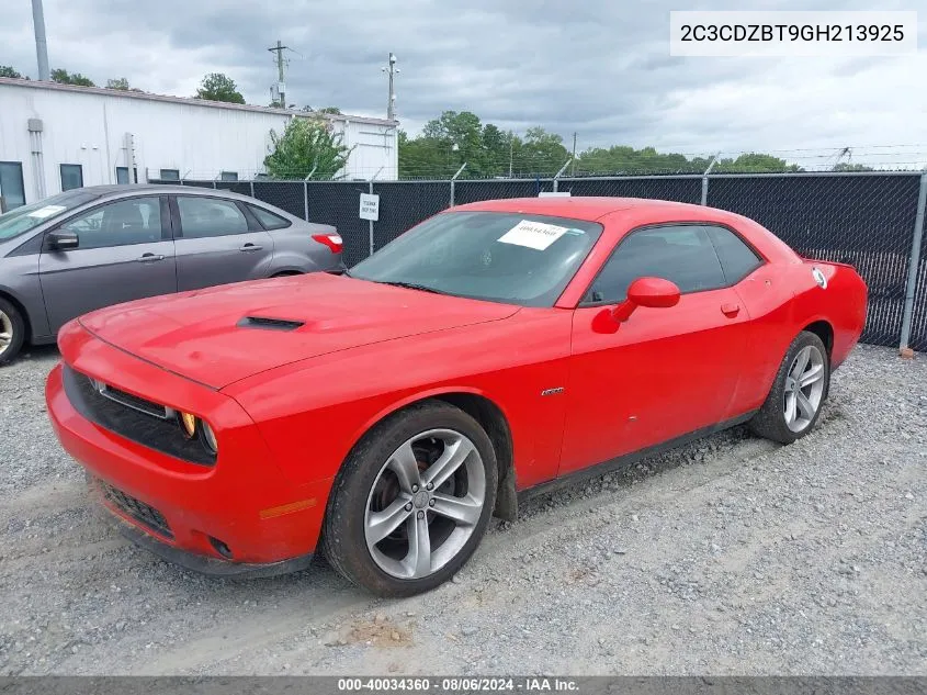 2016 Dodge Challenger R/T VIN: 2C3CDZBT9GH213925 Lot: 40034360