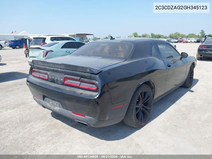 2C3CDZAG2GH345123 2016 Dodge Challenger Sxt