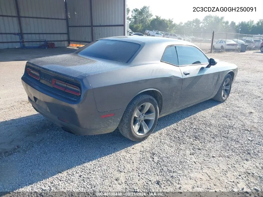 2C3CDZAG0GH250091 2016 Dodge Challenger Sxt