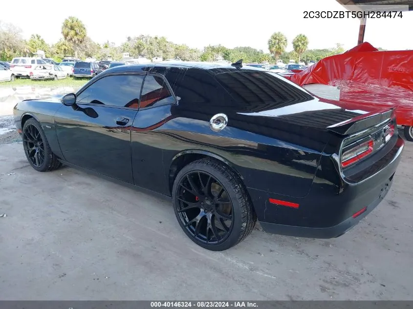 2016 Dodge Challenger R/T Plus VIN: 2C3CDZBT5GH284474 Lot: 40146324