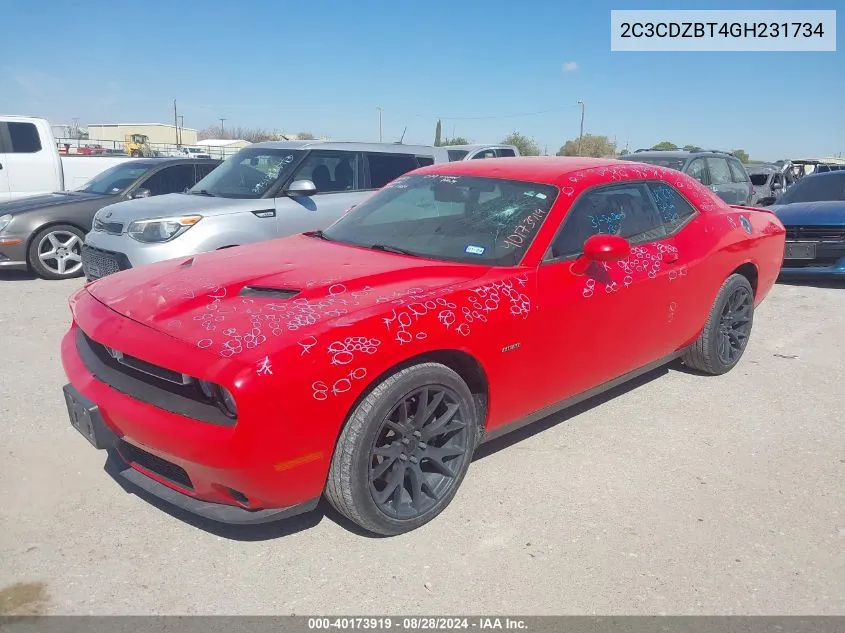 2016 Dodge Challenger R/T VIN: 2C3CDZBT4GH231734 Lot: 40173919