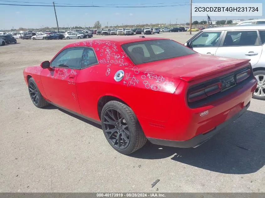 2C3CDZBT4GH231734 2016 Dodge Challenger R/T