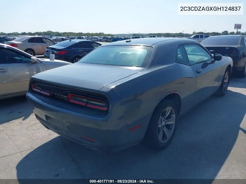 2C3CDZAGXGH124837 2016 Dodge Challenger Sxt