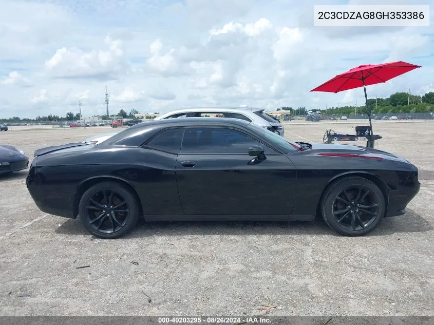 2016 Dodge Challenger Sxt VIN: 2C3CDZAG8GH353386 Lot: 40203295