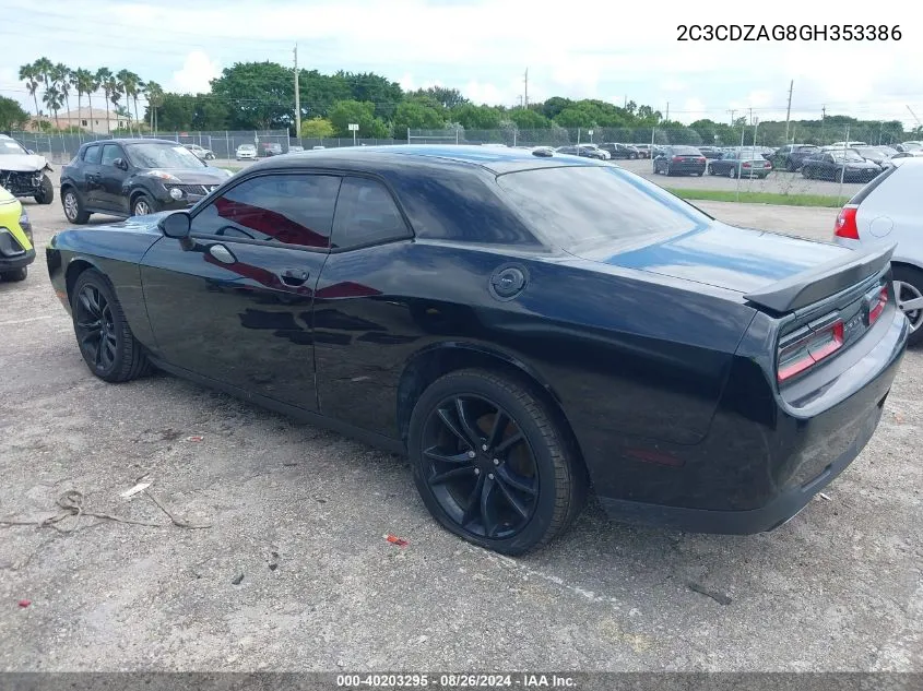 2C3CDZAG8GH353386 2016 Dodge Challenger Sxt