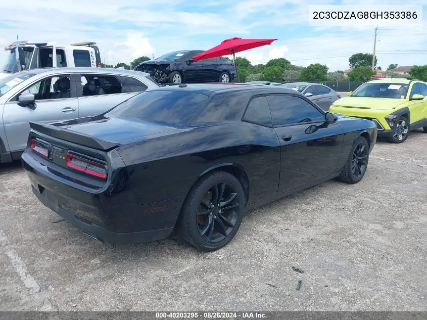 2C3CDZAG8GH353386 2016 Dodge Challenger Sxt