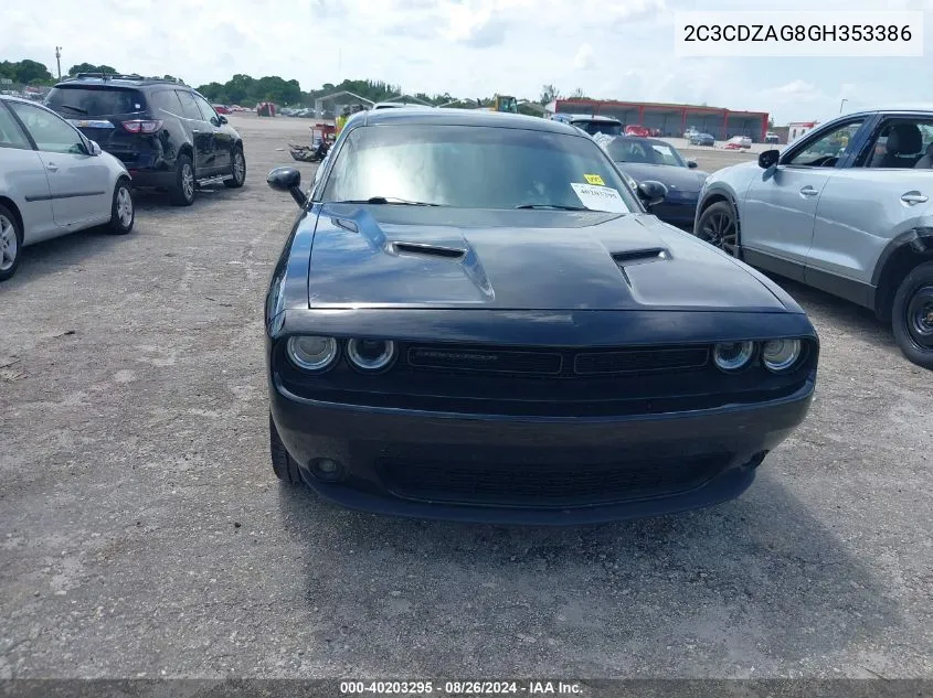 2016 Dodge Challenger Sxt VIN: 2C3CDZAG8GH353386 Lot: 40203295