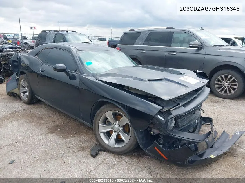 2016 Dodge Challenger Sxt VIN: 2C3CDZAG7GH316345 Lot: 40239016