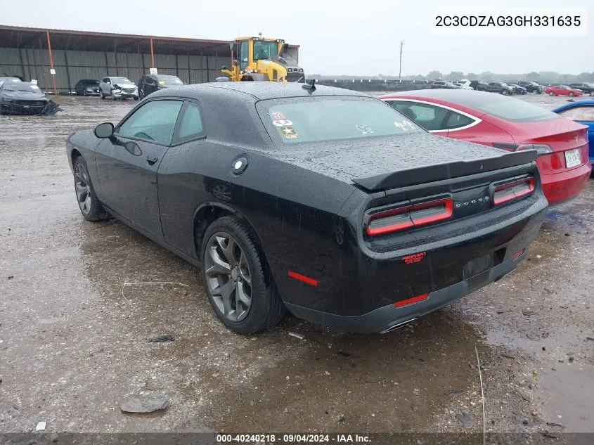 2016 Dodge Challenger Sxt VIN: 2C3CDZAG3GH331635 Lot: 40240218