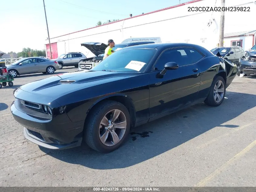 2C3CDZAG2GH239822 2016 Dodge Challenger Sxt