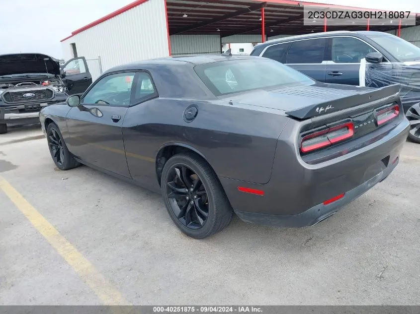 2016 Dodge Challenger Sxt Plus VIN: 2C3CDZAG3GH218087 Lot: 40251875