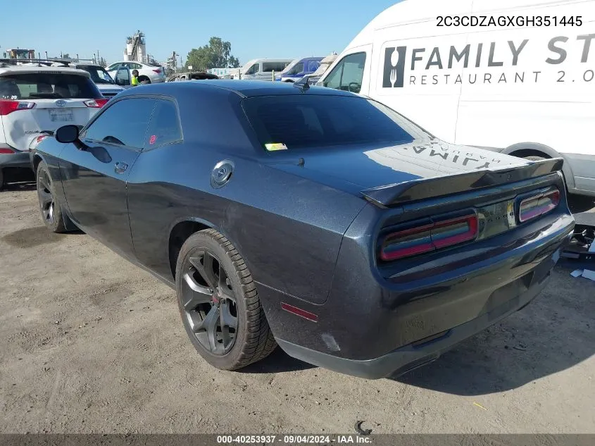 2C3CDZAGXGH351445 2016 Dodge Challenger Sxt