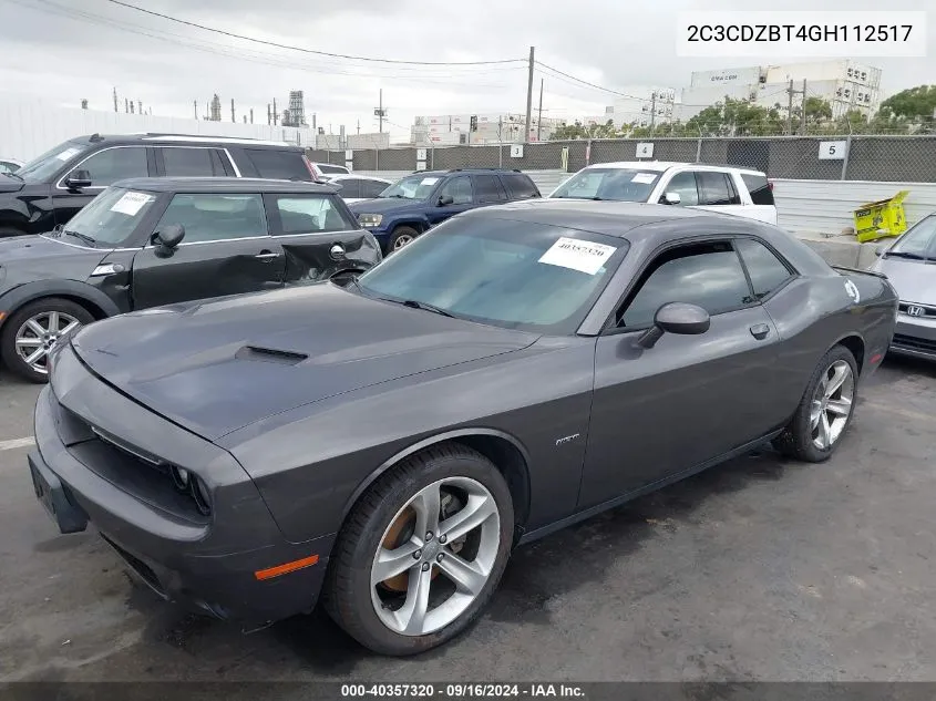 2016 Dodge Challenger R/T VIN: 2C3CDZBT4GH112517 Lot: 40357320