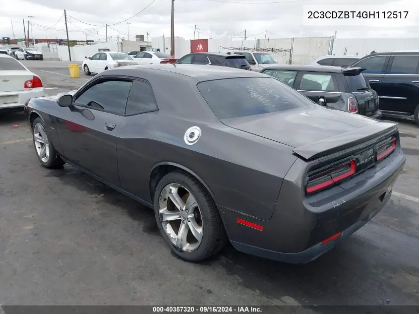 2016 Dodge Challenger R/T VIN: 2C3CDZBT4GH112517 Lot: 40357320