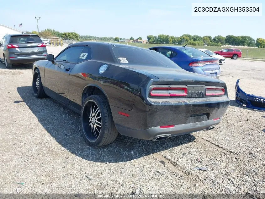 2016 Dodge Challenger Sxt VIN: 2C3CDZAGXGH353504 Lot: 40371487