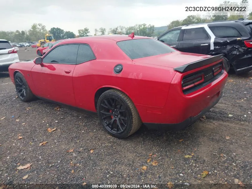 2016 Dodge Challenger Srt Hellcat VIN: 2C3CDZC98GH249222 Lot: 40399039