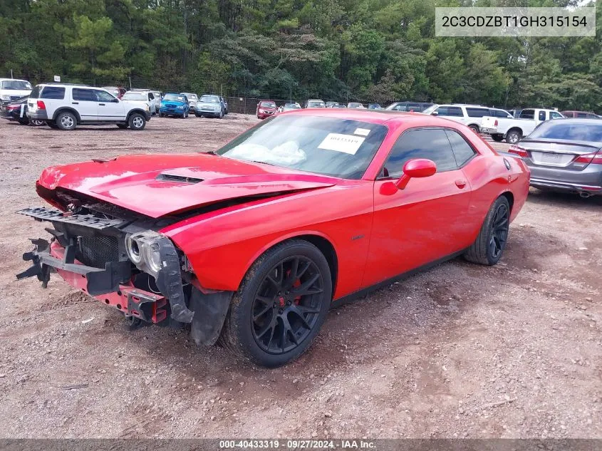 2016 Dodge Challenger R/T Plus VIN: 2C3CDZBT1GH315154 Lot: 40433319