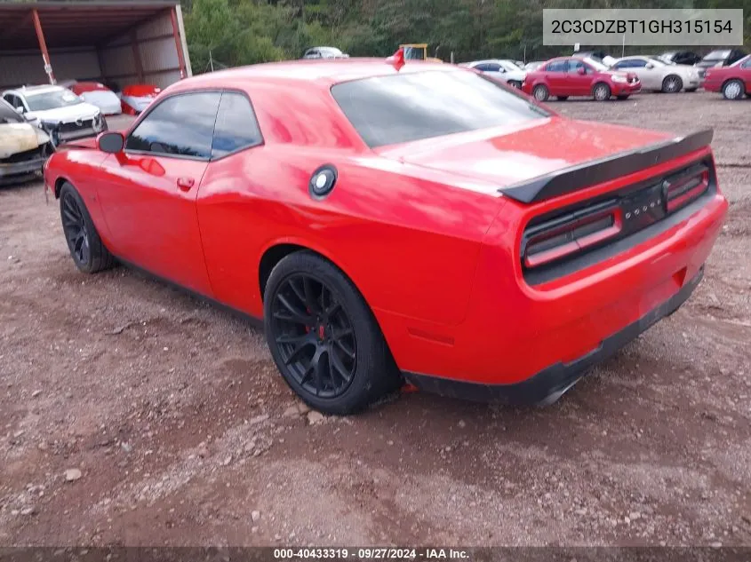 2016 Dodge Challenger R/T Plus VIN: 2C3CDZBT1GH315154 Lot: 40433319