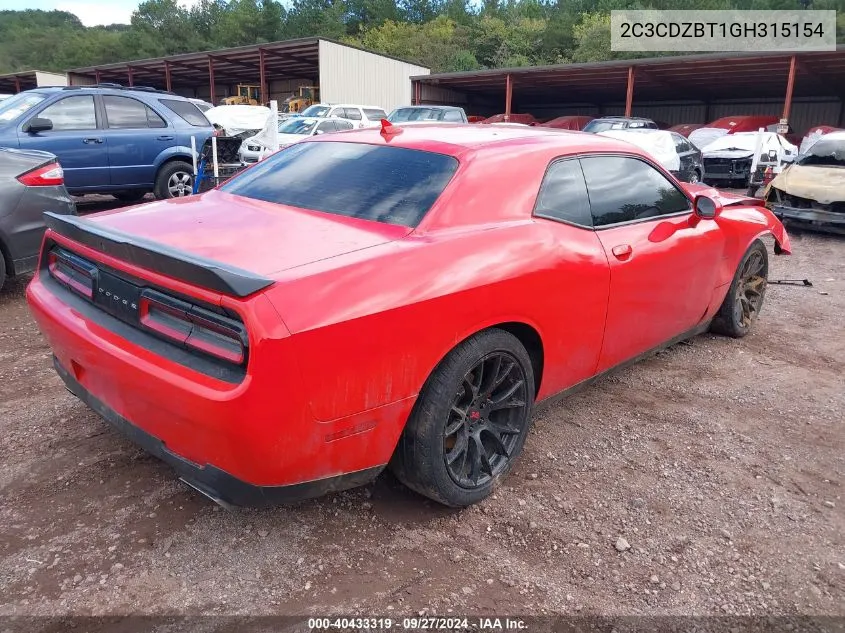 2016 Dodge Challenger R/T Plus VIN: 2C3CDZBT1GH315154 Lot: 40433319