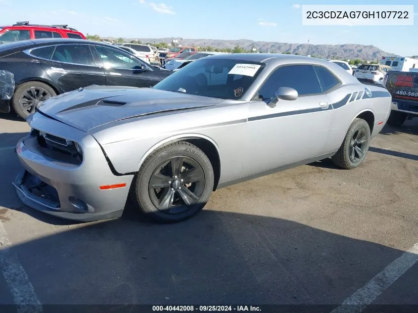 2016 Dodge Challenger Sxt VIN: 2C3CDZAG7GH107722 Lot: 40442008