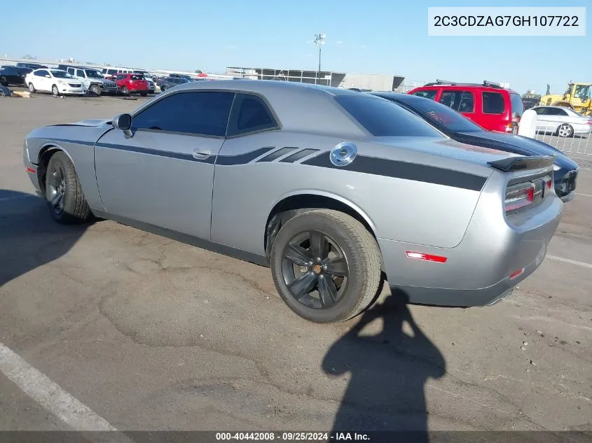 2016 Dodge Challenger Sxt VIN: 2C3CDZAG7GH107722 Lot: 40442008