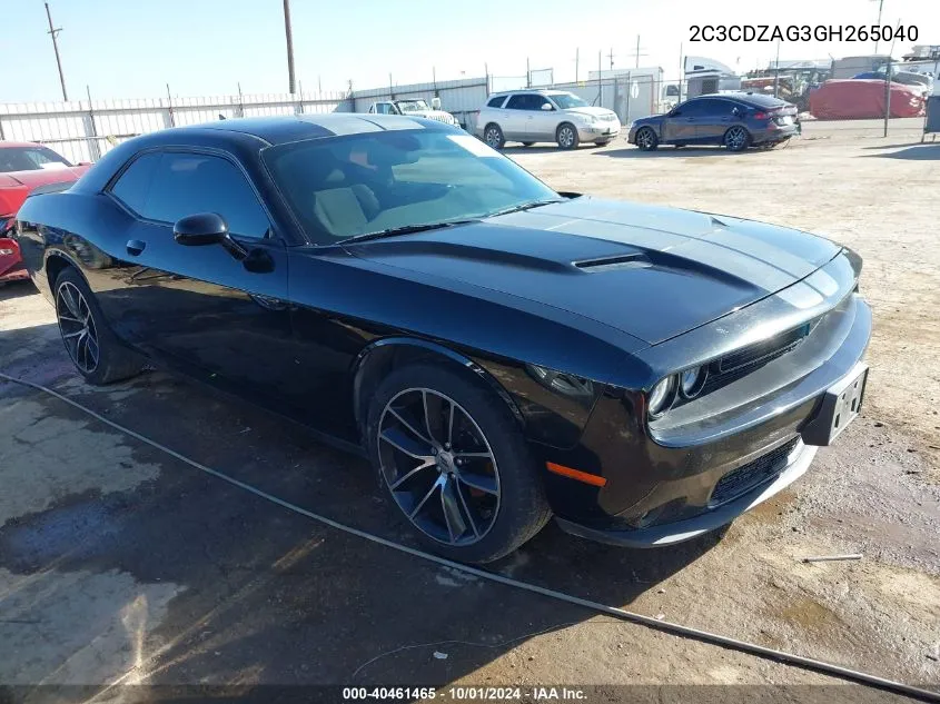 2016 Dodge Challenger Sxt VIN: 2C3CDZAG3GH265040 Lot: 40461465