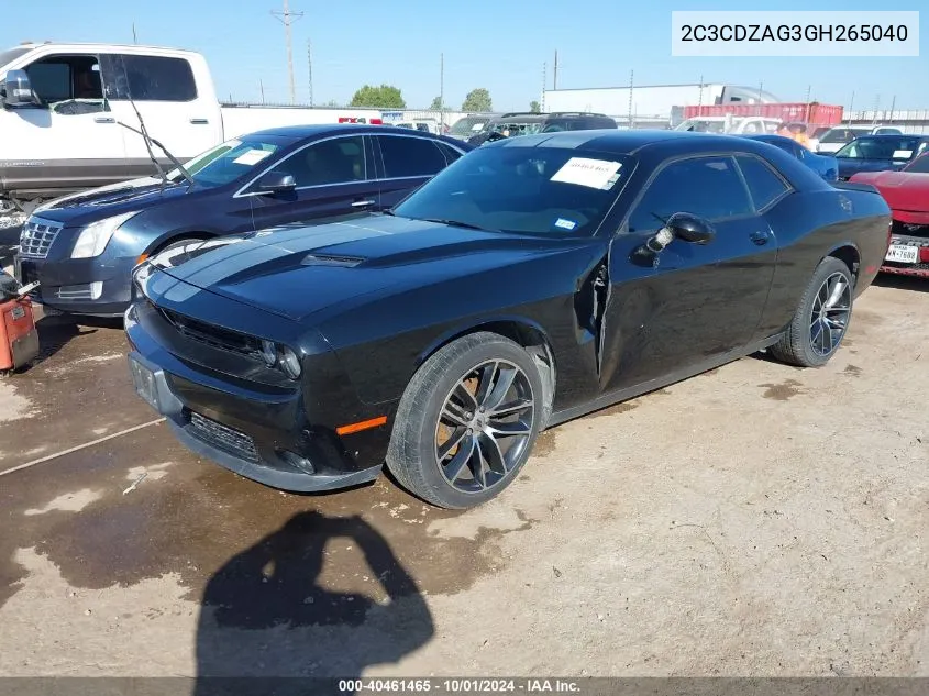 2016 Dodge Challenger Sxt VIN: 2C3CDZAG3GH265040 Lot: 40461465