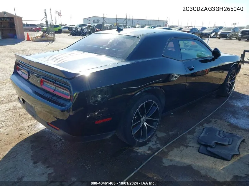 2016 Dodge Challenger Sxt VIN: 2C3CDZAG3GH265040 Lot: 40461465