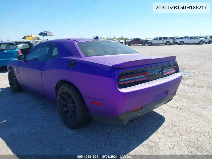 2016 Dodge Challenger R/T Plus VIN: 2C3CDZBT5GH185217 Lot: 40481024