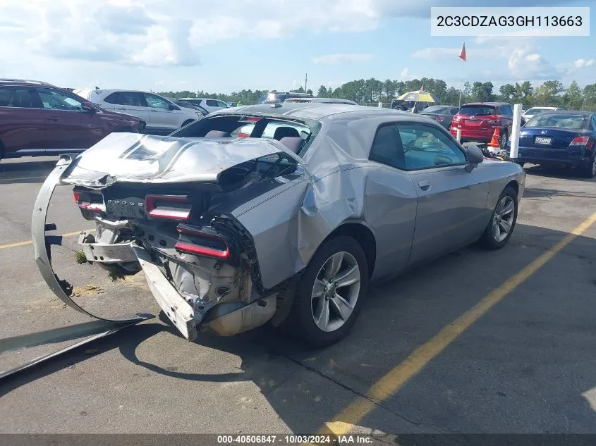 2016 Dodge Challenger Sxt VIN: 2C3CDZAG3GH113663 Lot: 40506847