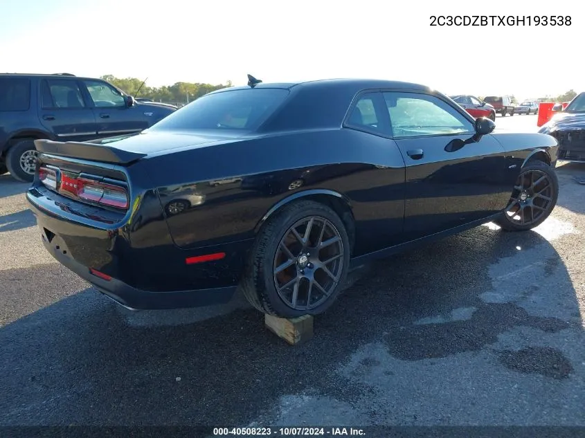 2016 Dodge Challenger R/T Plus Shaker VIN: 2C3CDZBTXGH193538 Lot: 40508223