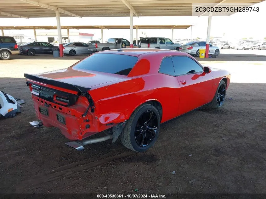 2016 Dodge Challenger R/T VIN: 2C3CDZBT9GH289743 Lot: 40530361