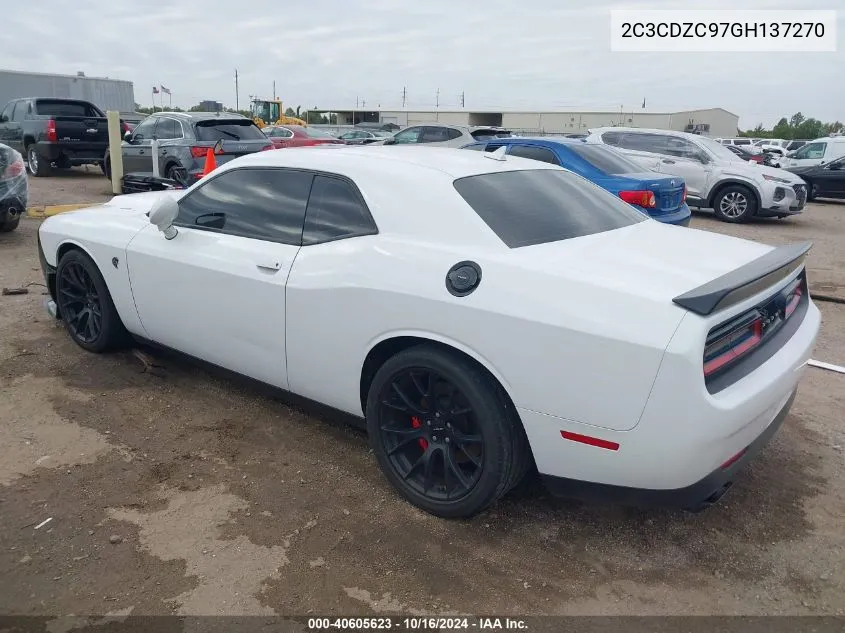 2016 Dodge Challenger Srt Hellcat VIN: 2C3CDZC97GH137270 Lot: 40605623