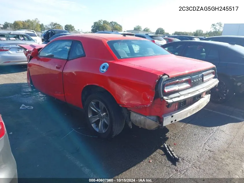 2016 Dodge Challenger Sxt VIN: 2C3CDZAG5GH245517 Lot: 40607960