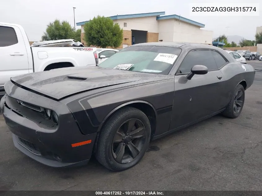 2C3CDZAG3GH315774 2016 Dodge Challenger Sxt