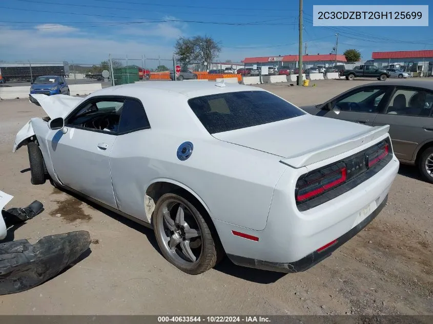 2C3CDZBT2GH125699 2016 Dodge Challenger R/T Plus