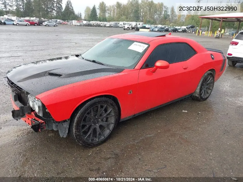 2016 Dodge Challenger R/T Scat Pack VIN: 2C3CDZFJ5GH322990 Lot: 40650674