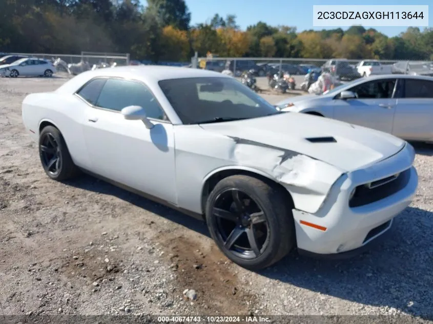 2C3CDZAGXGH113644 2016 Dodge Challenger Sxt