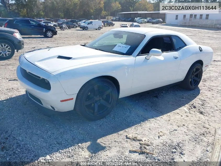 2C3CDZAGXGH113644 2016 Dodge Challenger Sxt