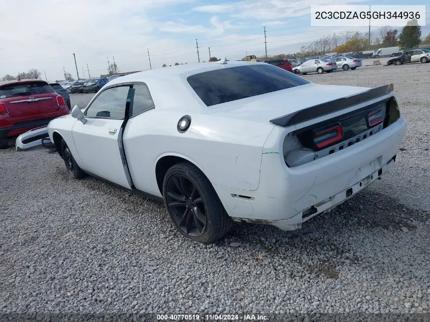 2016 Dodge Challenger Sxt VIN: 2C3CDZAG5GH344936 Lot: 40770519