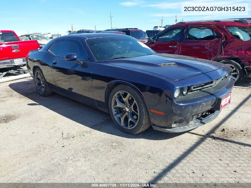 2016 Dodge Challenger Sxt Plus VIN: 2C3CDZAG7GH315423 Lot: 40807708