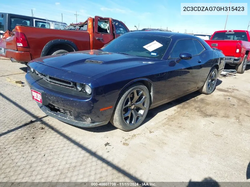 2016 Dodge Challenger Sxt Plus VIN: 2C3CDZAG7GH315423 Lot: 40807708