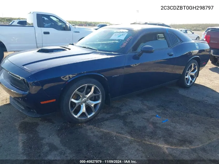 2016 Dodge Challenger R/T Plus VIN: 2C3CDZBT0GH298797 Lot: 40827979